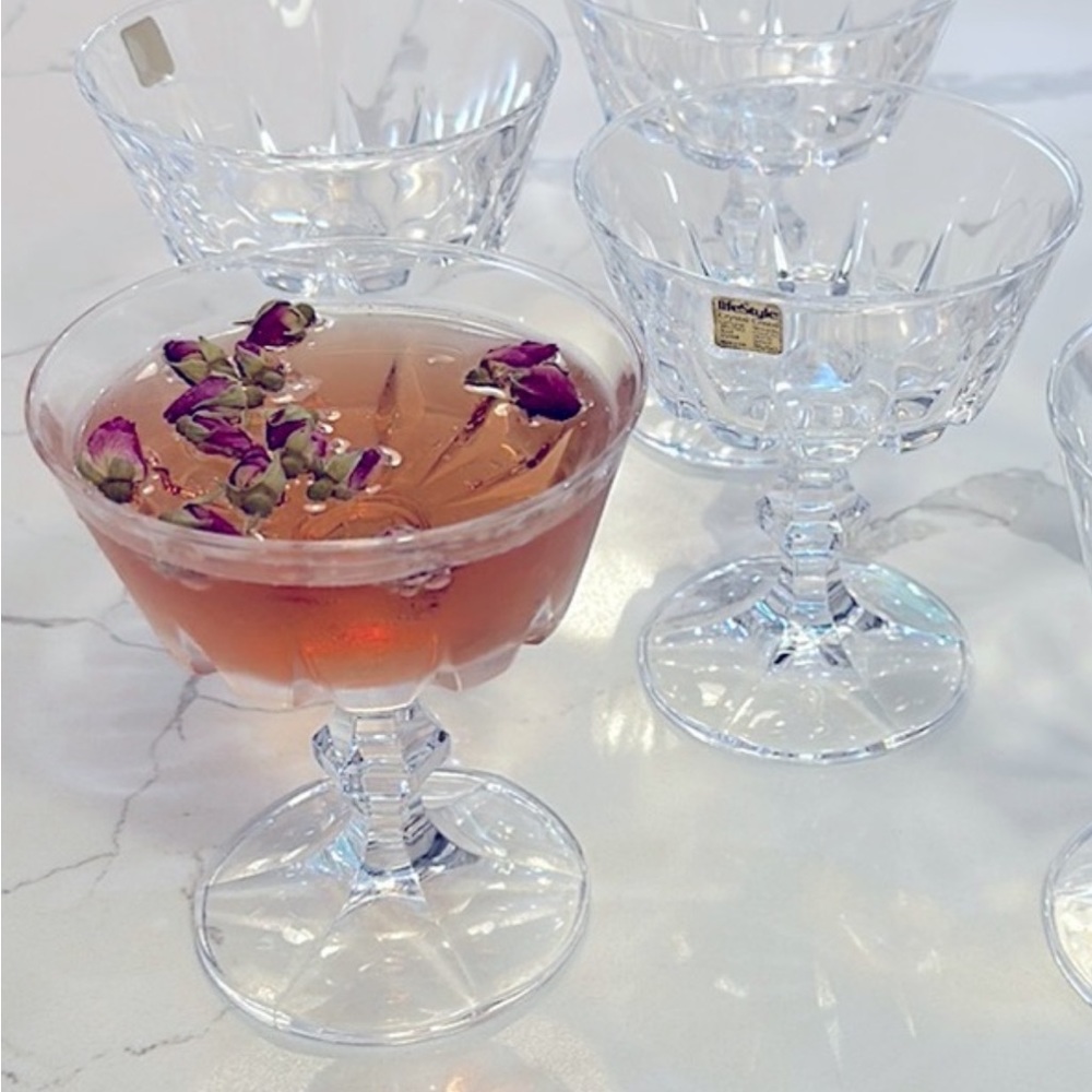 Vintage Mid-Century Modern Genuine Crystal Cocktail Champagne Dessert Glasses